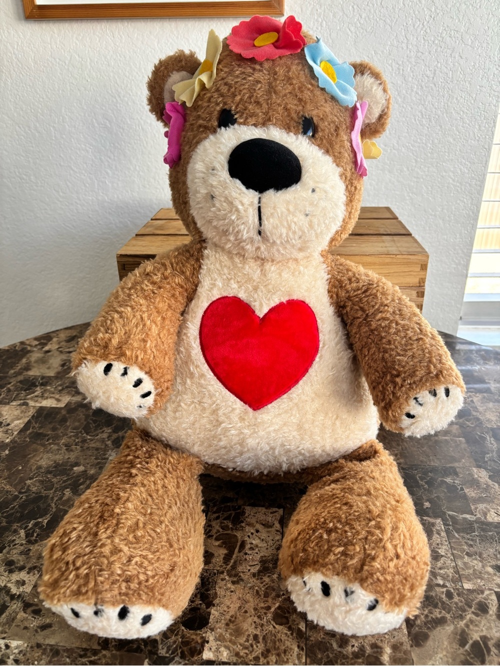 Suzy's Zoo Boof Bear Plush SEGA Jumbo 17" Stuffed Animal Fluffy Flower Heart Toy
